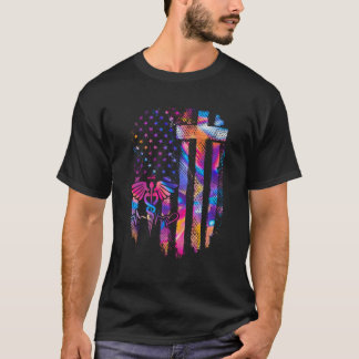 Vlag kruising verpleegster Patriottic American Nur T-shirt
