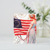 Vlag Lady 4 juli Patriottische Briefkaart Art (Staand voorkant)