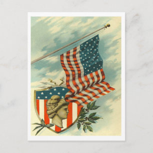Vlag & Lady Liberty Briefkaart