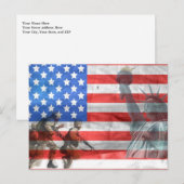 Vlag-Lady Liberty en soldaten van de VS Briefkaart (Voorkant / Achterkant)