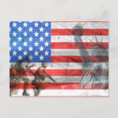 Vlag-Lady Liberty en soldaten van de VS Briefkaart (Voorkant)