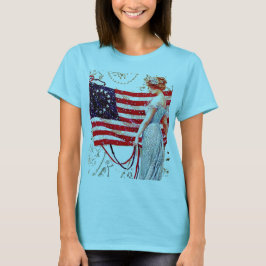 Vlag Lady Vierde  Patriottische Briefkaart Kunst T-shirt