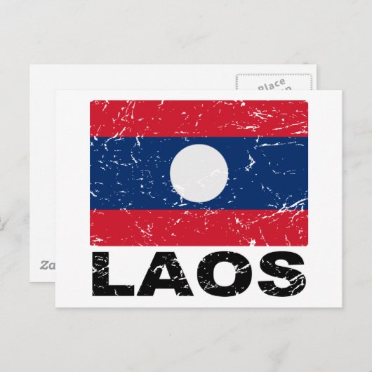  vlag Laos Briefkaart (Voorkant / Achterkant)