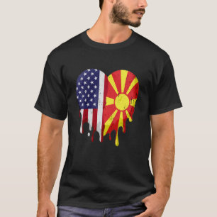 Vlag Macedonië over Amerikaans erfgoed T-shirt