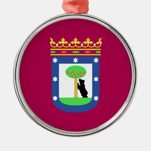 Vlag Madrid Spanje (stad) Metalen Ornament (Voorkant)