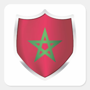 vlag Marokko Silver Shield Vierkante Sticker