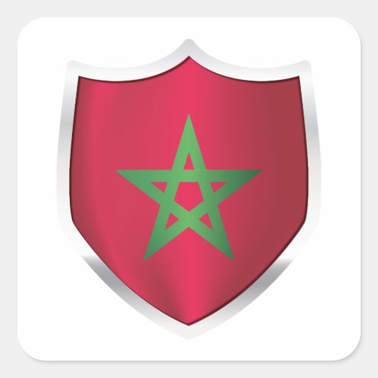 vlag Marokko Silver Shield Vierkante Sticker (Voorkant)