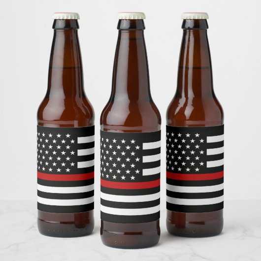 Vlag met dun rode lijn bier etiket (Flessen)