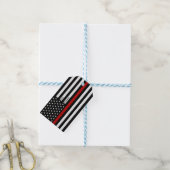 Vlag met dun rode lijn cadeaulabel (Met Touw)
