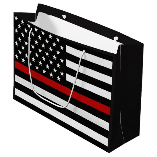 Vlag met dun rode lijn groot cadeauzakje (Voorkant Gekanteld)