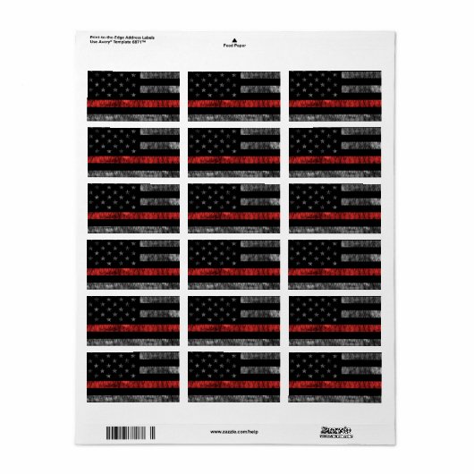 Vlag met dunne rode lijn etiket (Full Sheet)