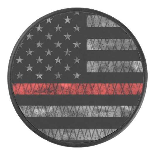 Vlag met dunne rode lijn hockey puck (Voorkant)