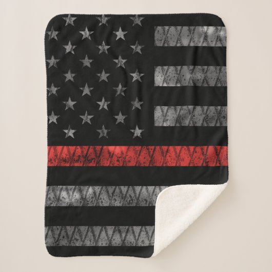 Vlag met dunne rode lijn sherpa deken (Voorkant)