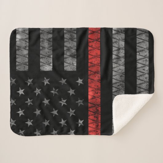 Vlag met dunne rode lijn sherpa deken (Voorkant (horizontaal))