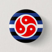 Vlag met lederen praktijkvoorsprong ronde button 3,2 cm (Voorkant)