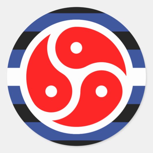 Vlag met lederen praktijkvoorsprong ronde sticker (Voorkant)