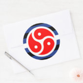 Vlag met lederen praktijkvoorsprong ronde sticker (Envelop)