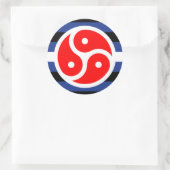 Vlag met lederen praktijkvoorsprong ronde sticker (Tas)