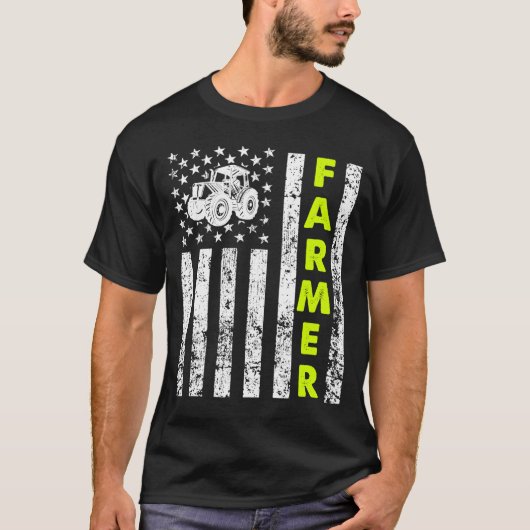 Vlag met tractorpatriottische boer t-shirt (Voorkant)