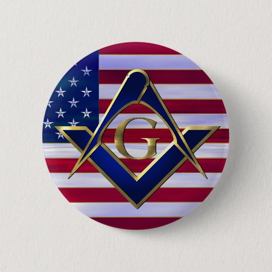 Vlag met vierkant en kompas ronde button 5,7 cm (Voorkant)