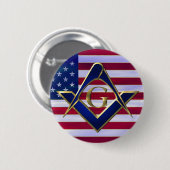 Vlag met vierkant en kompas ronde button 5,7 cm (Voorkant /achterkant)