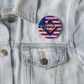 Vlag met vierkant en kompas ronde button 5,7 cm (In situ)