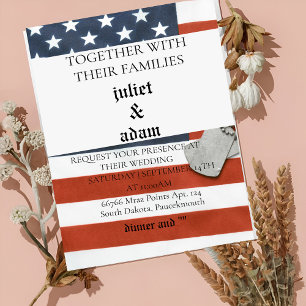 Vlag Militair uniform Leger bruiloft uitnodiging