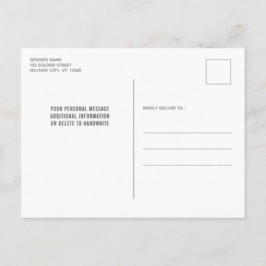 Vlag militaire soldaat die patriottisch-Amerikaans Aankondigingskaart (Achterkant)