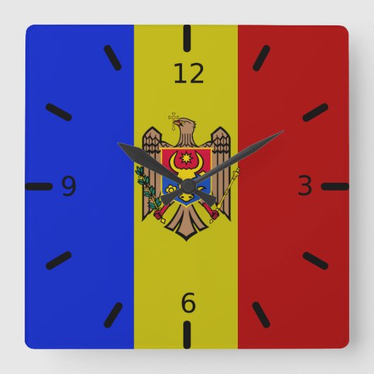 vlag Moldavië Vierkante Klok (Voorkant)