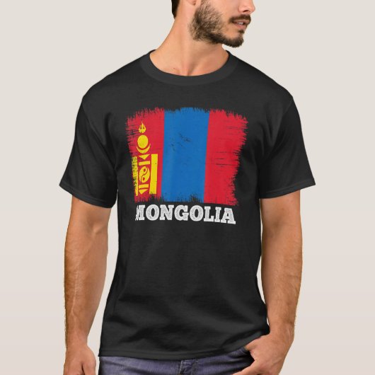  vlag Mongolië - Retro vlag Mongolisch T-shirt (Voorkant)