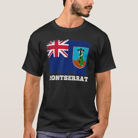  vlag Montserrat Retro Flag Montserratian T-shirt (Voorkant)