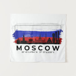 Vlag Moskou Rusland Cityscape Brush Wandkleed