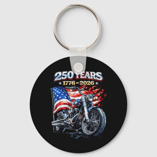 Vlag Motorfiets Biker 250 Jaar Amerikaans Sleutelhanger (Voorkant)