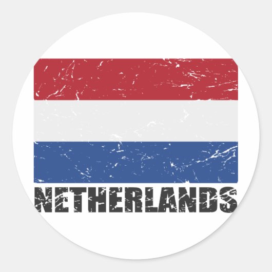  vlag Nederland Ronde Sticker (Voorkant)