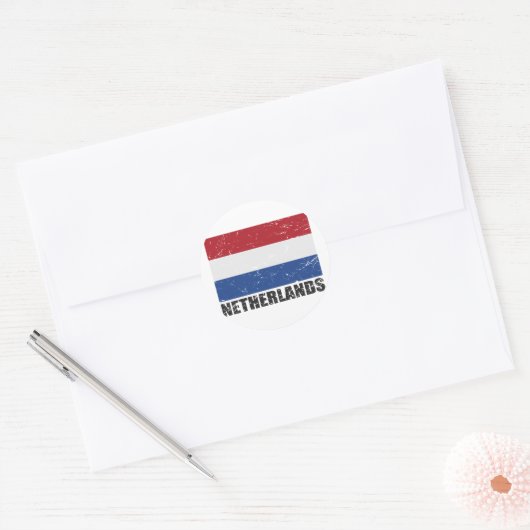  vlag Nederland Ronde Sticker (Envelop)