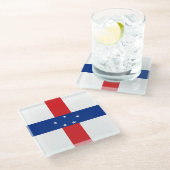 vlag Nederlandse Antillen Glazen Onderzetter (Schuin)