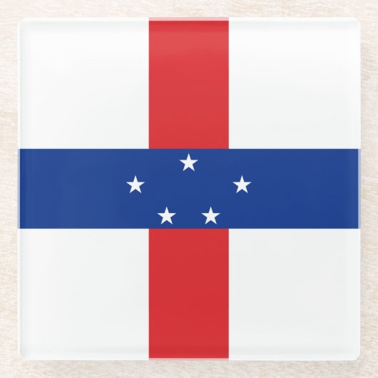 vlag Nederlandse Antillen Glazen Onderzetter (Voorkant)