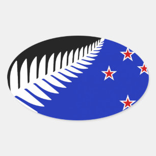 Vlag Nieuw-Zeeland Silver Fern Ovale Sticker