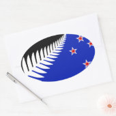 Vlag Nieuw-Zeeland Silver Fern Ovale Sticker (Envelop)