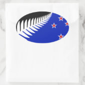 Vlag Nieuw-Zeeland Silver Fern Ovale Sticker (Tas)