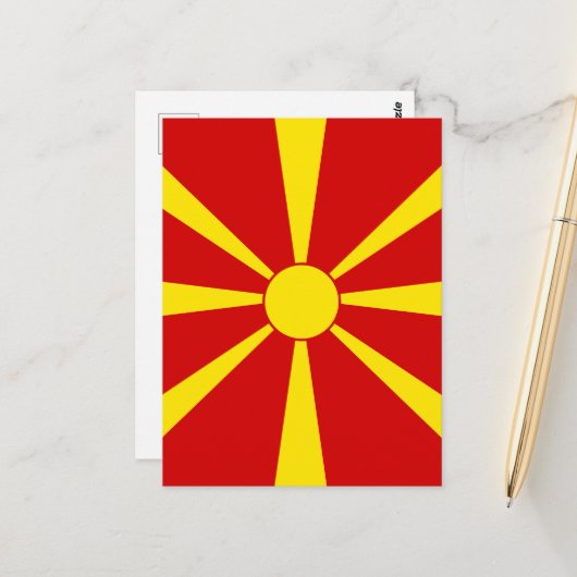 vlag Noord-Macedonië Briefkaart (Voorkant / Achterkant in situ)