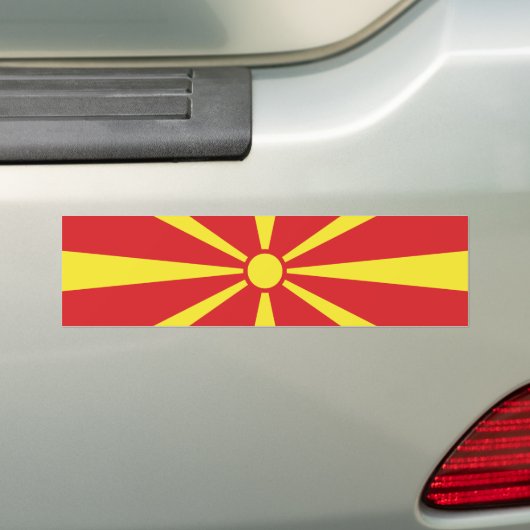 Vlag Noord-Macedonië Bumpersticker (Op auto)