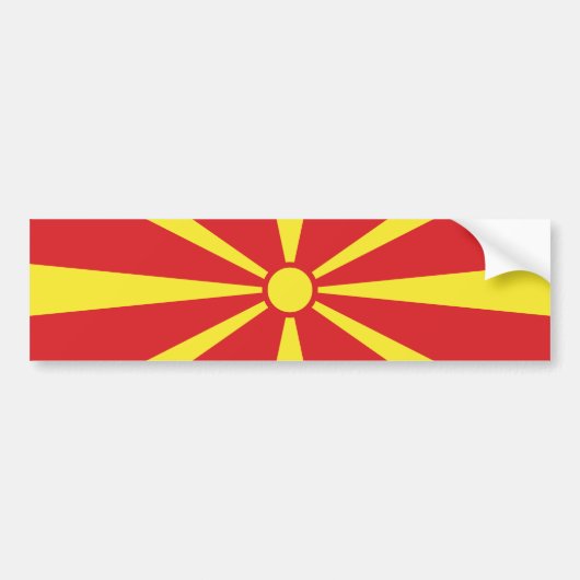 Vlag Noord-Macedonië Bumpersticker (Voorkant)