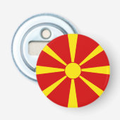 vlag Noord-Macedonië Button Flesopener (Voorkant)