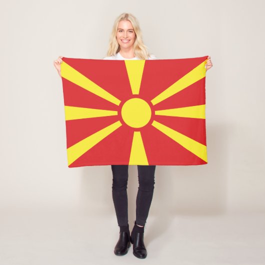 Vlag Noord-Macedonië Fleece Deken (In situ)