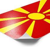 Vlag Noord-Macedonië Foto Afdruk (Hoek)