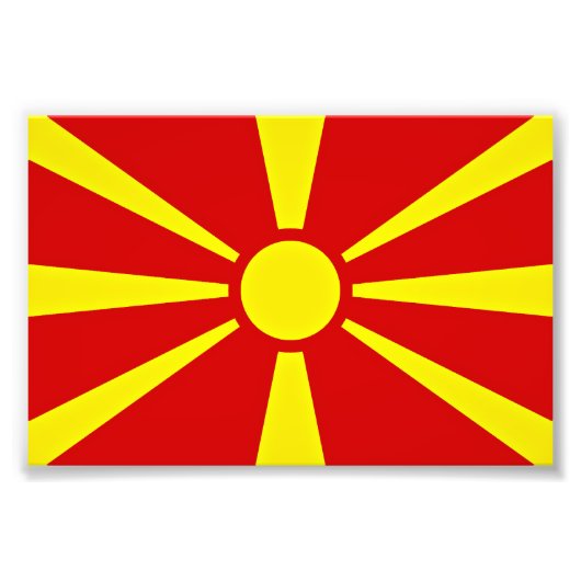 Vlag Noord-Macedonië Foto Afdruk (Voorkant)