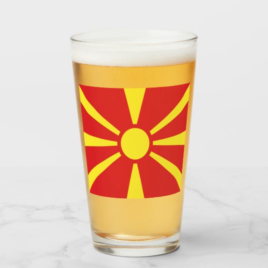vlag Noord-Macedonië Glas (Voorkant gevuld)