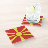 Vlag Noord-Macedonië Glazen Onderzetter (Schuin)