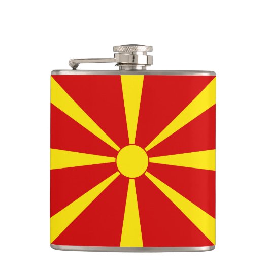 vlag Noord-Macedonië Heupfles (Voorkant)